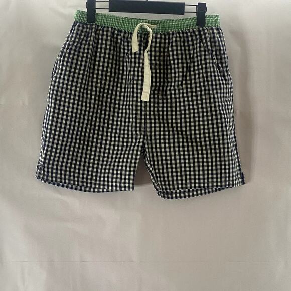SANT AND ABEL Men's Green-Navy Gingham Hepburn Lightweight Sleep Shorts SZ S - Picture 1 of 5